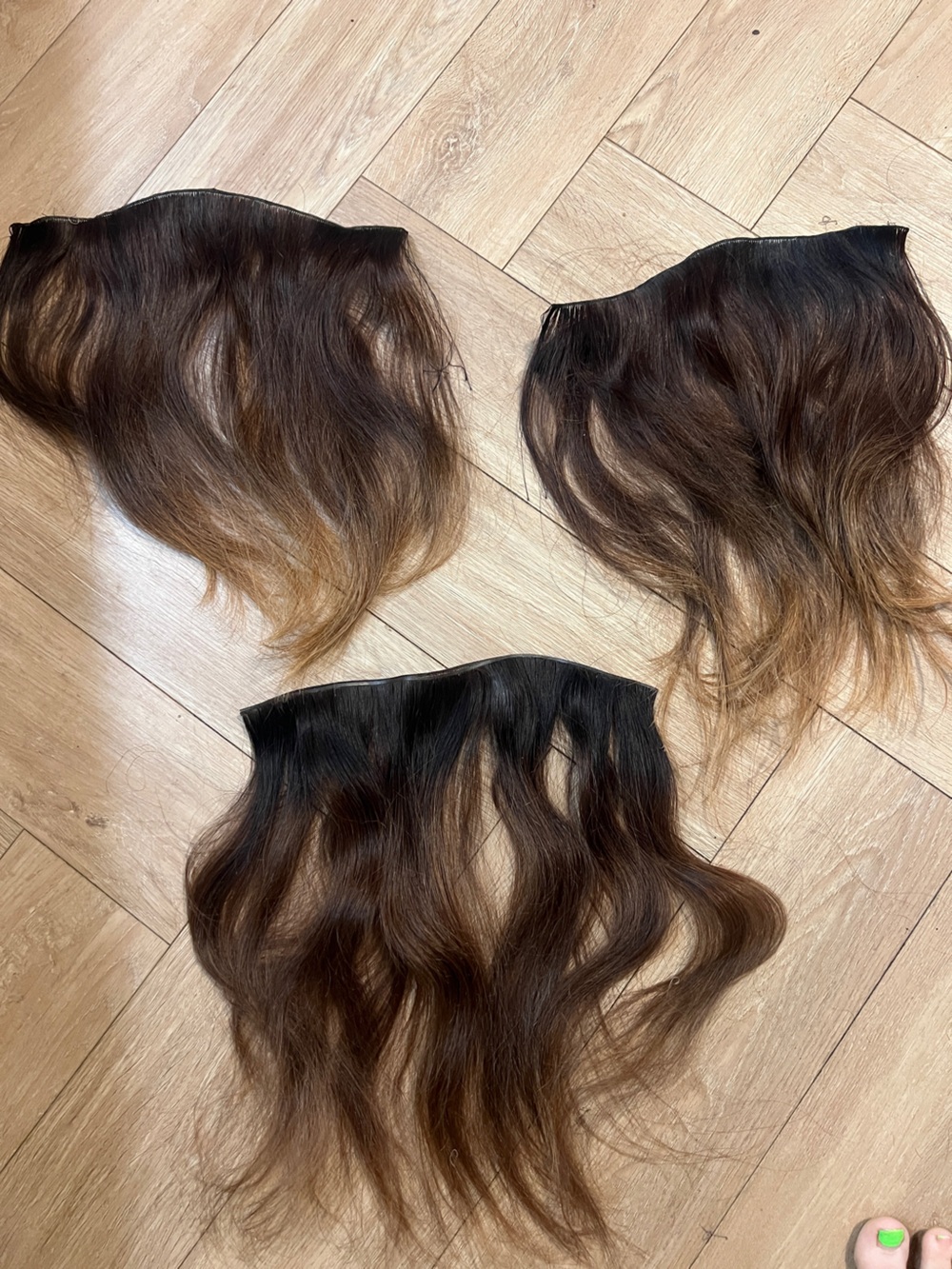 BELLAMI Dark Brown to Light Brown Ombre Clip-In Fringe Pieces
